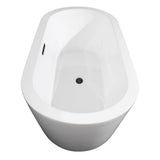 Mermaid 71 Inch Freestanding Bathtub in White with Matte Black Drain and Overflow Trim