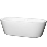 Wyndham Collection - Mermaid 71 Inch Freestanding Bathtub in White with Shiny White Drain and Overflow Trim