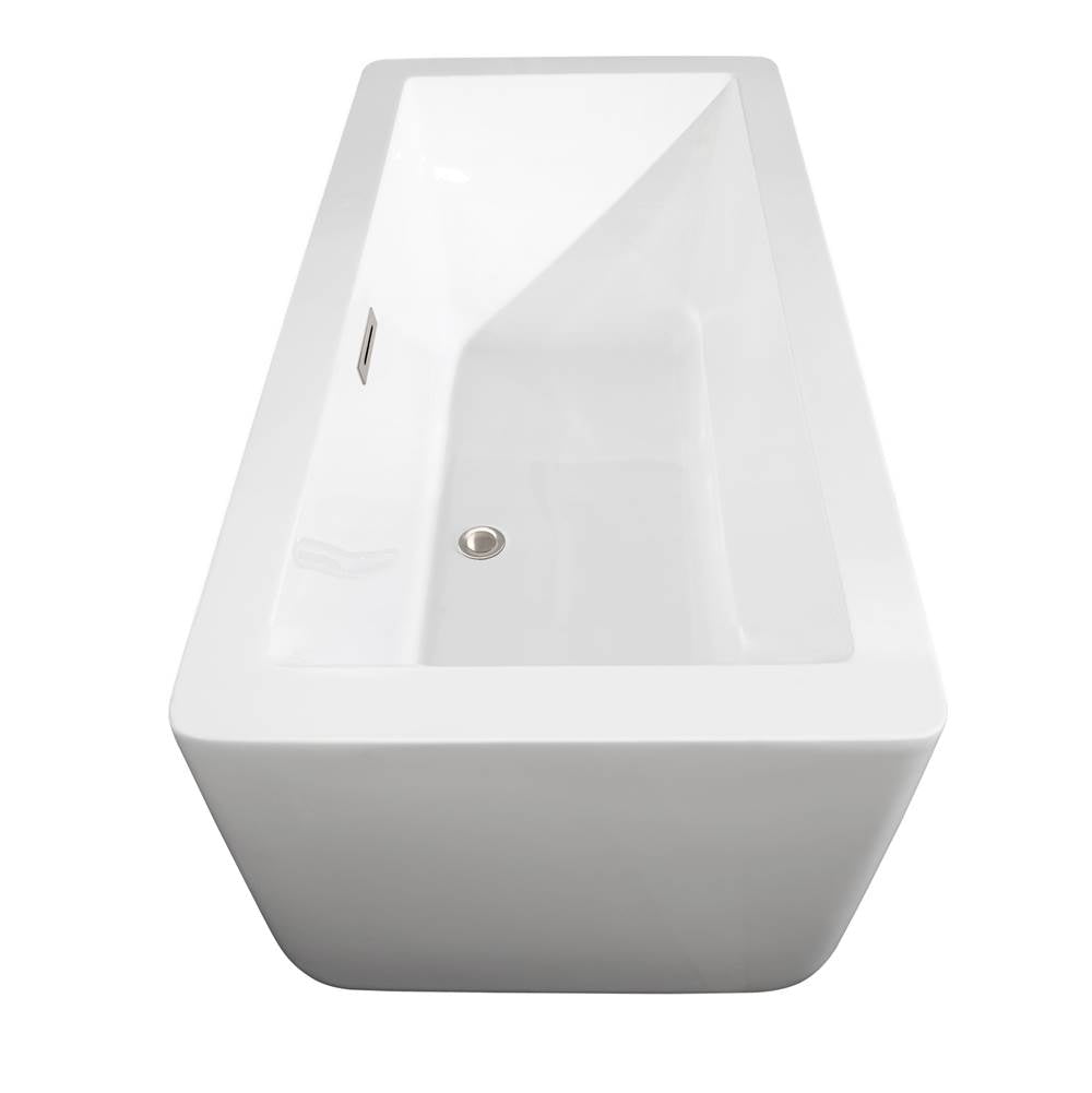 Laura 59 Inch Freestanding Bathtub in White with Polished Chrome Drain and Overflow Trim