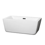 Wyndham Collection - Laura 59 Inch Freestanding Bathtub in White with Matte Black Drain and Overflow Trim