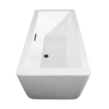 Laura 59 Inch Freestanding Bathtub in White with Floor Mounted Faucet, Drain and Overflow Trim in Matte Black