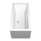 Melody 60 Inch Freestanding Bathtub in White with Floor Mounted Faucet, Drain and Overflow Trim in Brushed Nickel