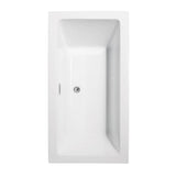 Melody 60 Inch Freestanding Bathtub in White with Floor Mounted Faucet, Drain and Overflow Trim in Brushed Nickel