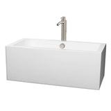 Wyndham Collection - Melody 60 Inch Freestanding Bathtub in White with Floor Mounted Faucet, Drain and Overflow Trim in Brushed Nickel - White With Brushed Nickel