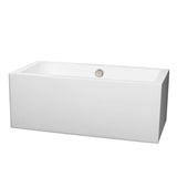 Wyndham Collection - Melody 60 Inch Freestanding Bathtub in White with Brushed Nickel Drain and Overflow Trim - White With Brushed Nickel