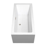 Melody 60 Inch Freestanding Bathtub in White with Floor Mounted Faucet, Drain and Overflow Trim in Brushed Nickel