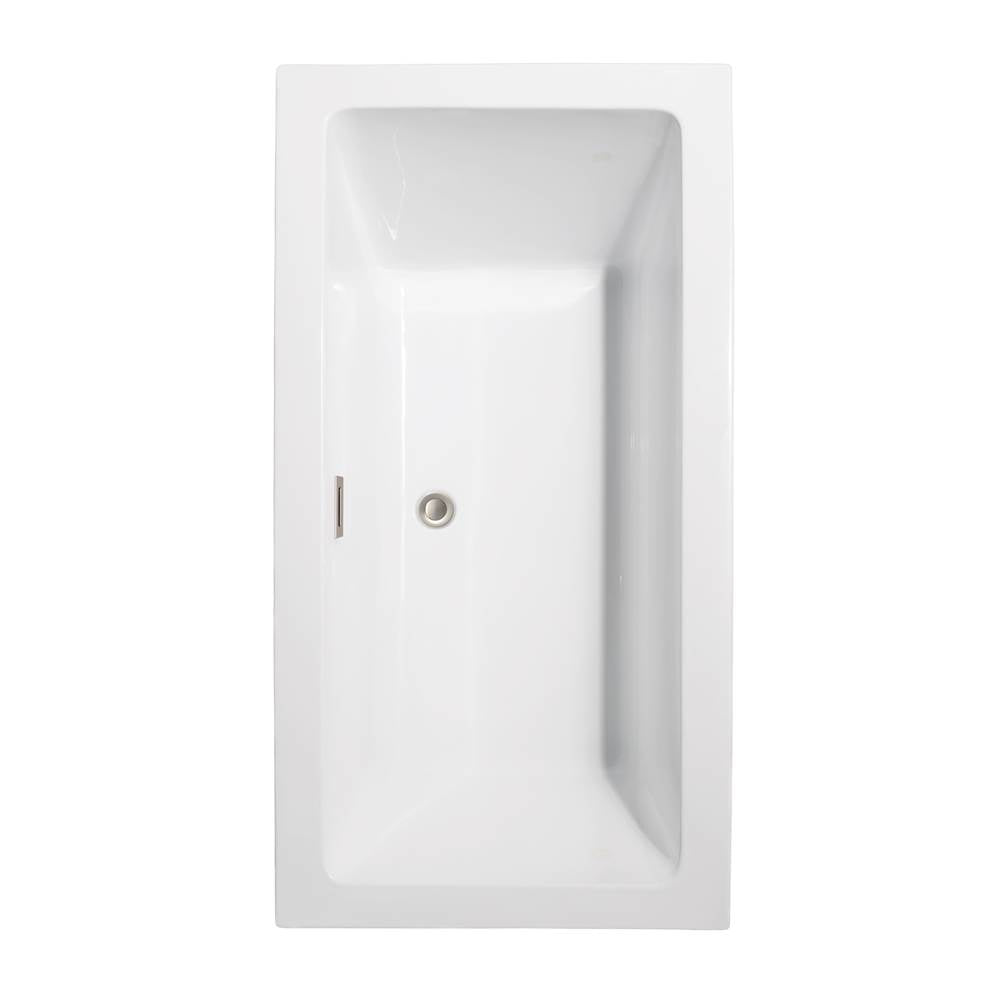 Melody 60 Inch Freestanding Bathtub in White with Polished Chrome Drain and Overflow Trim
