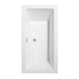 Melody 60 Inch Freestanding Bathtub in White with Floor Mounted Faucet, Drain and Overflow Trim in Brushed Nickel