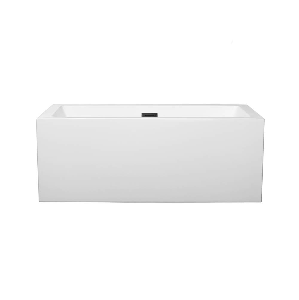Melody 60 Inch Freestanding Bathtub in White with Matte Black Drain and Overflow Trim