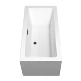 Melody 60 Inch Freestanding Bathtub in White with Floor Mounted Faucet, Drain and Overflow Trim in Matte Black