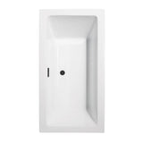 Melody 60 Inch Freestanding Bathtub in White with Floor Mounted Faucet, Drain and Overflow Trim in Matte Black