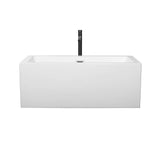 Melody 60 Inch Freestanding Bathtub in White with Polished Chrome Trim and Floor Mounted Faucet in Matte Black
