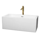Wyndham Collection - Melody 60 Inch Freestanding Bathtub in White with Polished Chrome Trim and Floor Mounted Faucet in Brushed Gold