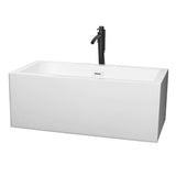 Wyndham Collection - Melody 60 Inch Freestanding Bathtub in White with Shiny White Trim and Floor Mounted Faucet in Matte Black
