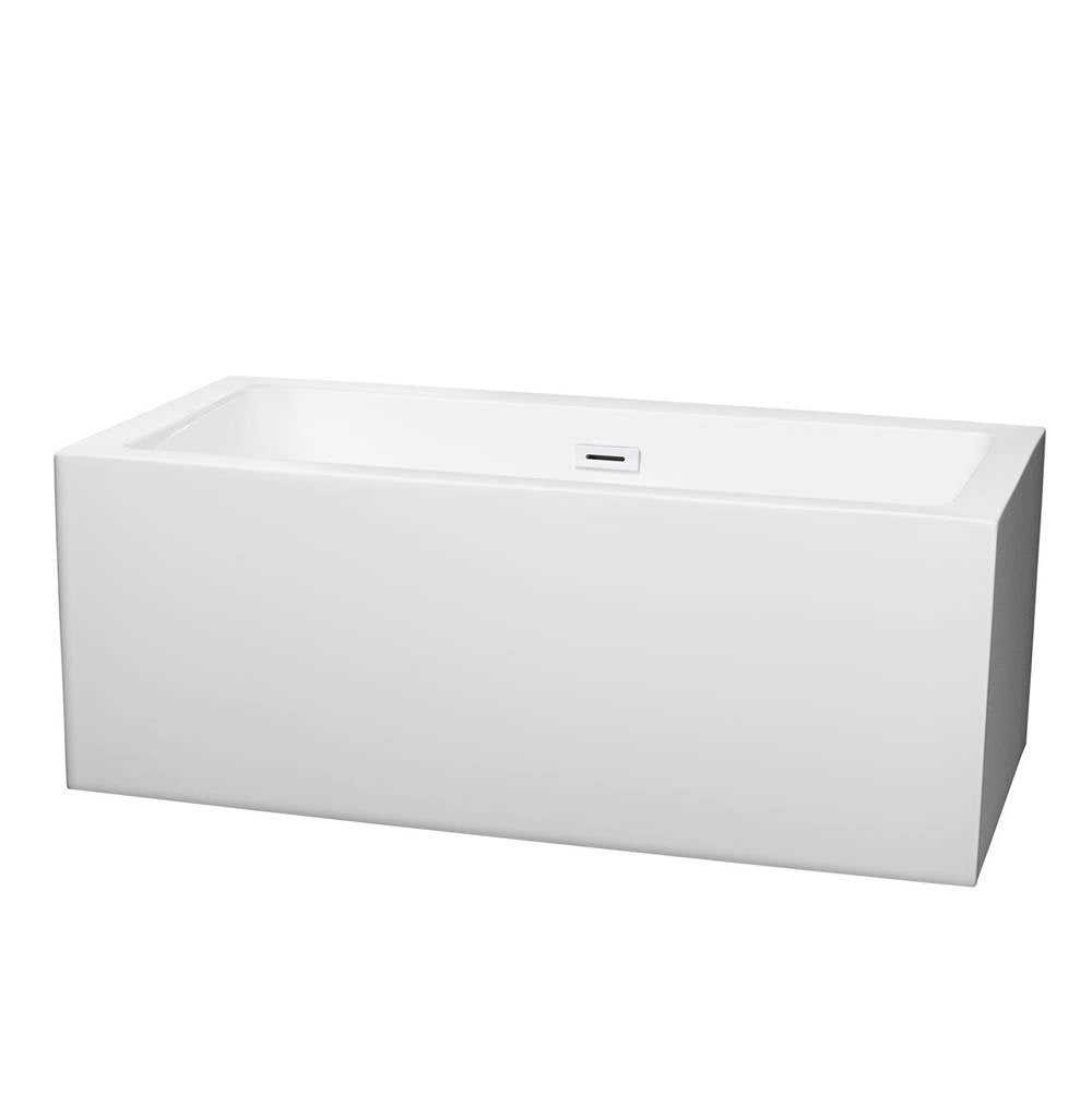 Wyndham Collection - Melody 60 Inch Freestanding Bathtub in White with Shiny White Drain and Overflow Trim