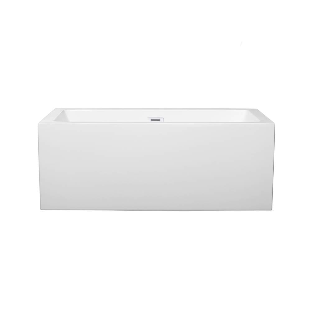Melody 60 Inch Freestanding Bathtub in White with Shiny White Drain and Overflow Trim