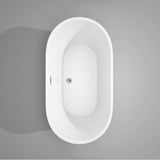 Carissa 60 Inch Freestanding Bathtub in White with Polished Chrome Drain and Overflow Trim