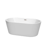 Wyndham Collection - Carissa 60 Inch Freestanding Bathtub in White with Brushed Nickel Drain and Overflow Trim - White With Brushed Nickel