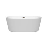 Carissa 60 Inch Freestanding Bathtub in White with Polished Chrome Drain and Overflow Trim