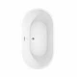 Carissa 60 Inch Freestanding Bathtub in White with Floor Mounted Faucet, Drain and Overflow Trim in Brushed Nickel
