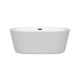Carissa 60 Inch Freestanding Bathtub in White with Matte Black Drain and Overflow Trim
