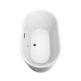 Carissa 60 Inch Freestanding Bathtub in White with Floor Mounted Faucet, Drain and Overflow Trim in Matte Black