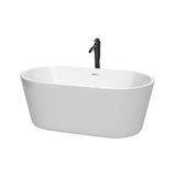 Wyndham Collection - Carissa 60 Inch Freestanding Bathtub in White with Shiny White Trim and Floor Mounted Faucet in Matte Black