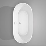 Carissa 67 Inch Freestanding Bathtub in White with Polished Chrome Drain and Overflow Trim