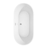 Carissa 67 Inch Freestanding Bathtub in White with Polished Chrome Trim and Floor Mounted Faucet in Brushed Gold