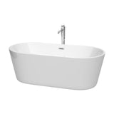 Wyndham Collection - Carissa 67 Inch Freestanding Bathtub in White with Floor Mounted Faucet, Drain and Overflow Trim in Polished Chrome - White With Polished Chrome
