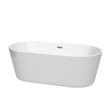 Wyndham Collection - Carissa 67 Inch Freestanding Bathtub in White with Brushed Nickel Drain and Overflow Trim - White With Brushed Nickel