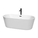 Wyndham Collection - Carissa 67 Inch Freestanding Bathtub in White with Floor Mounted Faucet, Drain and Overflow Trim in Matte Black