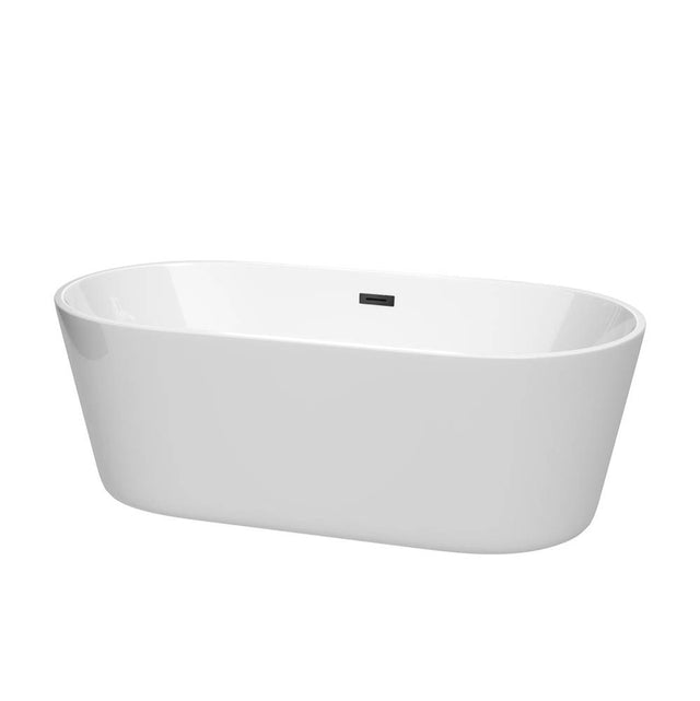 Wyndham Collection - Carissa 67 Inch Freestanding Bathtub in White with Matte Black Drain and Overflow Trim
