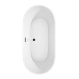 Carissa 67 Inch Freestanding Bathtub in White with Matte Black Drain and Overflow Trim