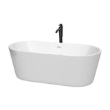 Wyndham Collection - Carissa 67 Inch Freestanding Bathtub in White with Shiny White Trim and Floor Mounted Faucet in Matte Black