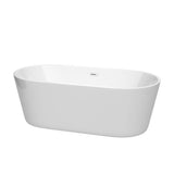 Wyndham Collection - Carissa 67 Inch Freestanding Bathtub in White with Shiny White Drain and Overflow Trim