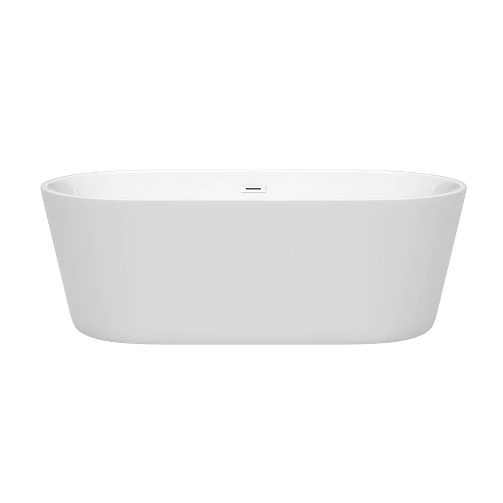Carissa 67 Inch Freestanding Bathtub in White with Shiny White Drain and Overflow Trim