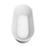 Carissa 67 Inch Freestanding Bathtub in White with Shiny White Trim and Floor Mounted Faucet in Matte Black