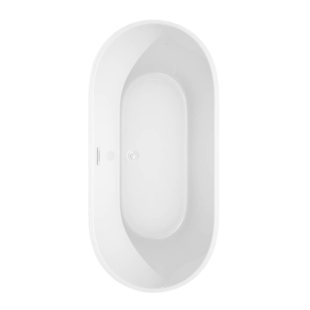 Carissa 67 Inch Freestanding Bathtub in White with Shiny White Trim and Floor Mounted Faucet in Matte Black