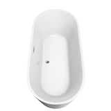 Carissa 71 Inch Freestanding Bathtub in White with Polished Chrome Trim and Floor Mounted Faucet in Matte Black