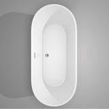 Carissa 71 Inch Freestanding Bathtub in White with Polished Chrome Drain and Overflow Trim