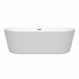 Carissa 71 Inch Freestanding Bathtub in White with Polished Chrome Drain and Overflow Trim