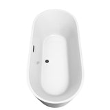 Carissa 71 Inch Freestanding Bathtub in White with Floor Mounted Faucet, Drain and Overflow Trim in Matte Black