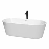 Wyndham Collection - Carissa 71 Inch Freestanding Bathtub in White with Polished Chrome Trim and Floor Mounted Faucet in Matte Black