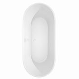 Carissa 71 Inch Freestanding Bathtub in White with Shiny White Trim and Floor Mounted Faucet in Matte Black