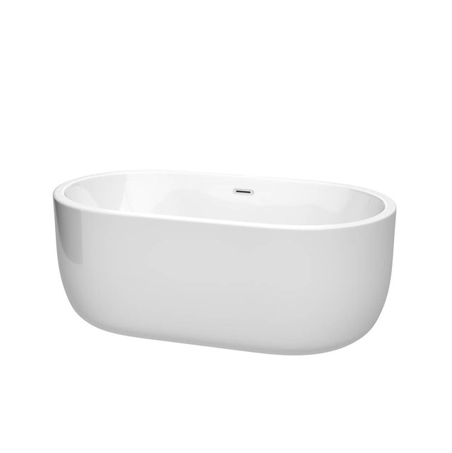 Wyndham Collection - Juliette 60 Inch Freestanding Bathtub in White with Polished Chrome Drain and Overflow Trim - White With Polished Chrome