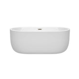 Juliette 60 Inch Freestanding Bathtub in White with Polished Chrome Drain and Overflow Trim