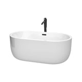 Wyndham Collection - Juliette 60 Inch Freestanding Bathtub in White with Floor Mounted Faucet, Drain and Overflow Trim in Matte Black