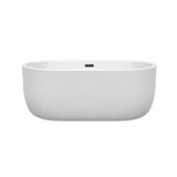 Juliette 60 Inch Freestanding Bathtub in White with Matte Black Drain and Overflow Trim