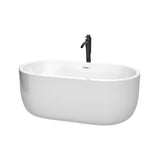 Wyndham Collection - Juliette 60 Inch Freestanding Bathtub in White with Shiny White Trim and Floor Mounted Faucet in Matte Black